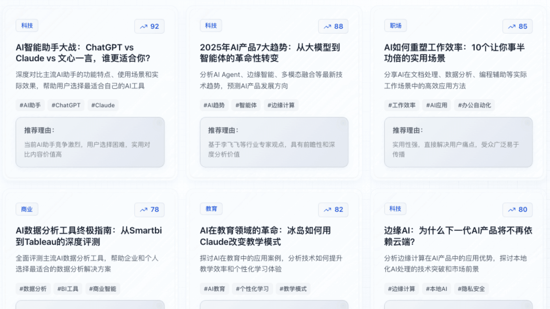 智能选题界面展示