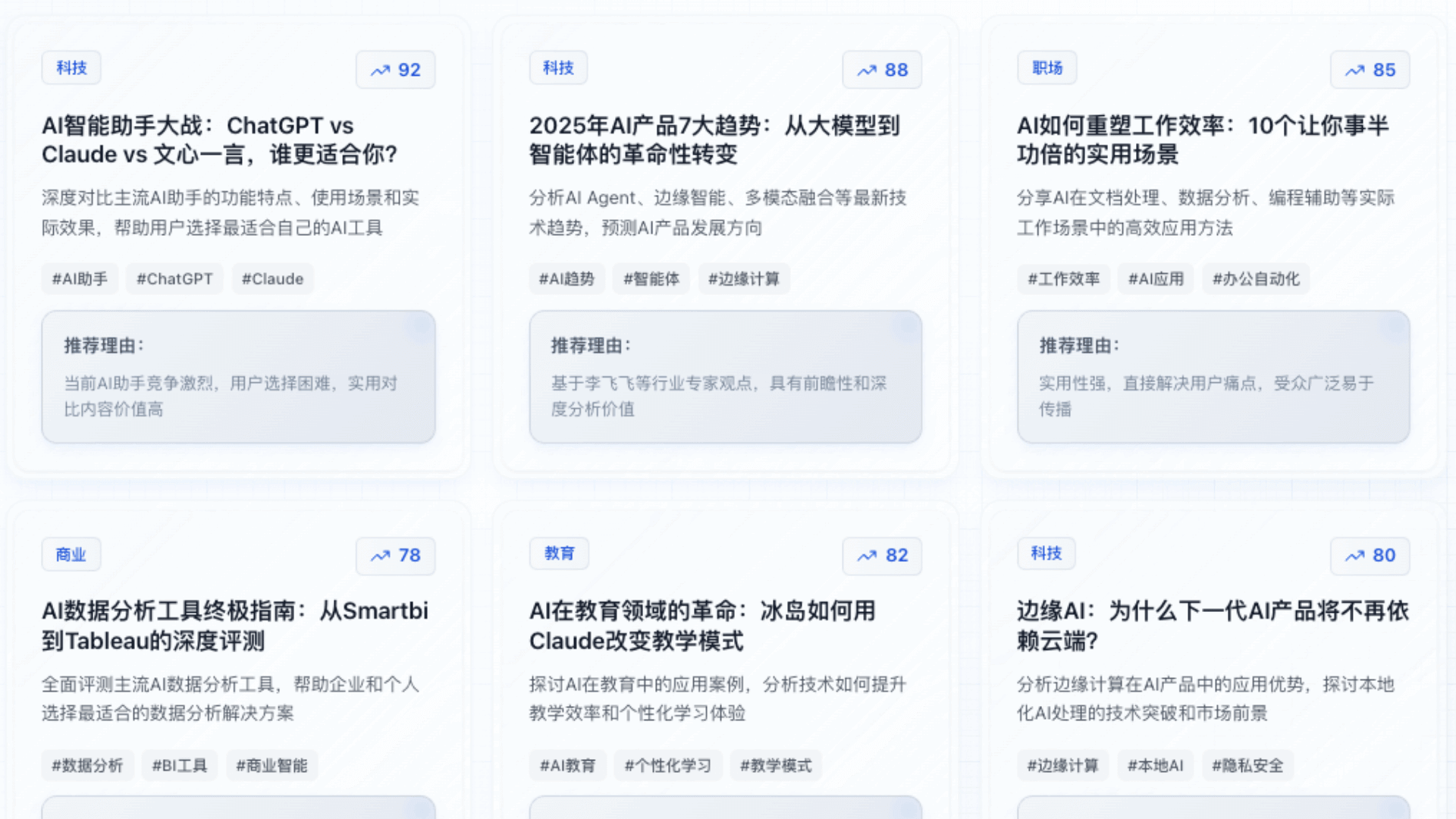 智能选题界面展示